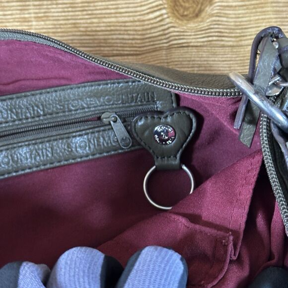 Stone Mountain Hobo Shoulder Bag Green Multiple Compartments Detachable Keychain - Picture 15 of 16